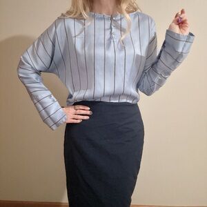 Express Blue Striped Blouse